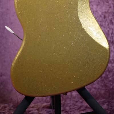 2025 Squier Classic Vibe 70's Jaguar Gold Sparkle Matching Head CME Exclusive image 4
