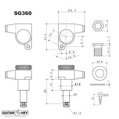 NEW Gotoh SG360-07 MGT 6 In-Line Set Non-Staggered Locking Tuners Keys - GOLD image 3