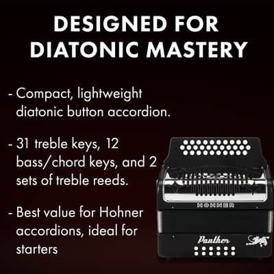Hohner Panther Diatonic Accordion - Keys G/C/F w/ Hard Case image 4