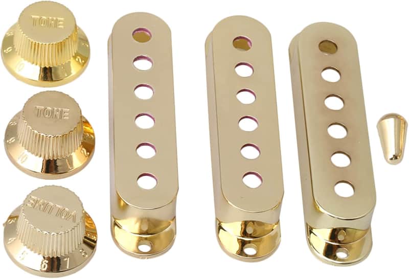 Purple Strat-Style Single Coil Pickup Covers & Knob Set | ST 6-Hole Covers (48/50/52mm), 1 Volume, 2 Tone, Switch Tip image 1