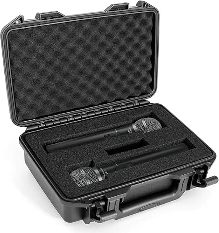 Wireless Microphone Case, Hard Carrying Case with Customizable Foam, Portable Storage Case, IP67 Waterproof Anti-fall Box, Equipment Protector Case for Travel Outing, 11.6"x8.1"x4", Black image 1
