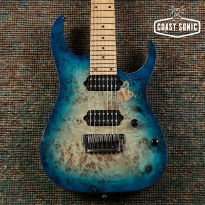 2017 Ibanez J. Craft Prestige 7 String RG752MPBFX Ghost Fleet Blue Burst, Japan w/case & docs