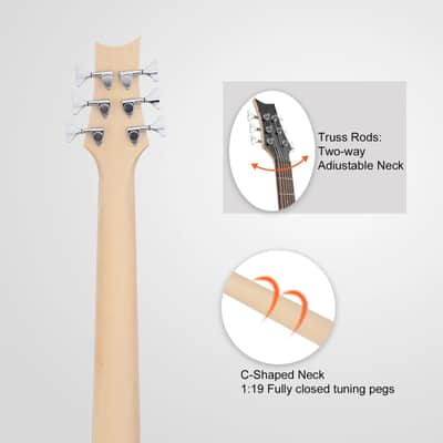 44" Electric Bass Guitar Basswood H-H Pickup With Portable Bag image 3