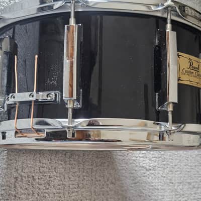 Pearl Custom Classic 6.5x14" One-Piece Solid Maple Snare Drum with Chrome Hardware 1990s - Piano Black Lacquer image 5
