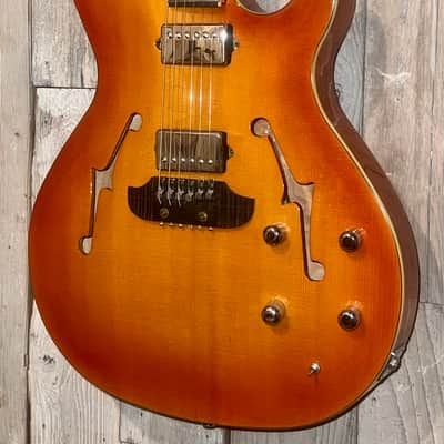 Rare 2002 Bunker BAT 375 Semi Hollow Cutaway Electric Guitar, Amberburst Finish   Pro Setup Includes very Nice Gibson Case ! image 5
