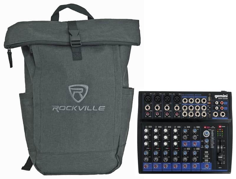 Gemini GEM-12USB 12 Channel Bluetooth Mixer w/USB/Bus/3 Band EQ,Effects+Backpack image 1