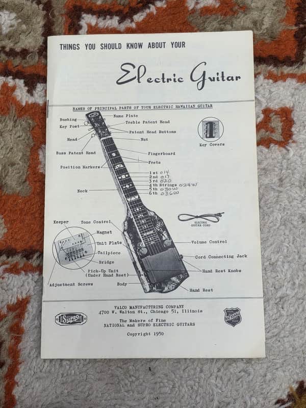 Valco, Supro, National Electric Guitar/Lap Steel Manual Paperwork 1950s 1960s image 1