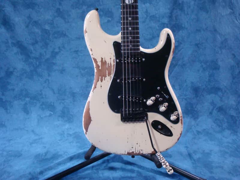 Custom Strat Nitro White Relic "Stars & Skull" 2018 image 1