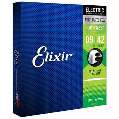 Elixir 19002 Optiweb Nickel Plated Steel Electric Guitar Strings - Super Light (9-42)