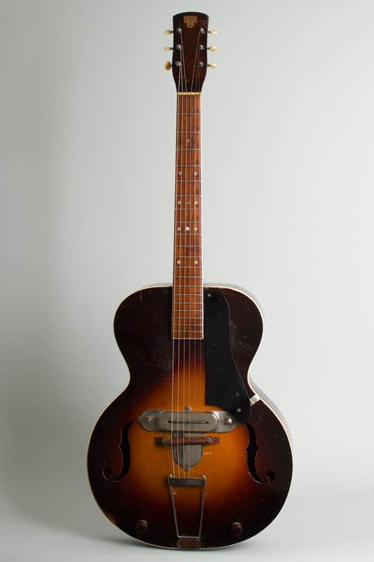 Dobro  Electric Spanish Arch Top Hollow Body Electric Guitar (1936), ser. #122, original black hard shell case. image 1
