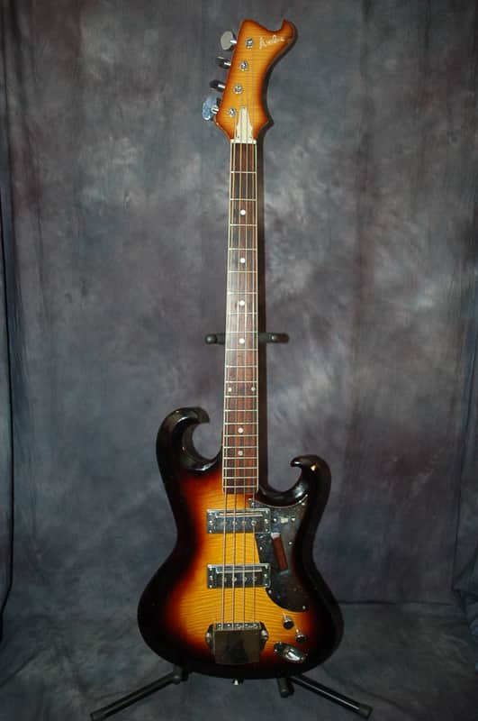 Video Demo 1967 Avalon AV-2 Shaggs Double Pickup Bass Guitar Pro Setup Original Hard Shell Case image 1