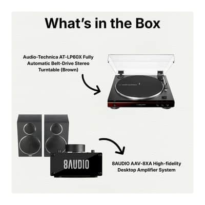 Audio-Technica AT-LP60X Automatic Belt-Drive Stereo Turntable (Brown) Bundle image 9