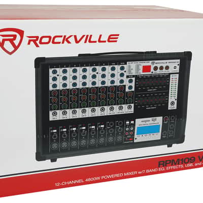 Rockville RPM109 V2 12 Channel 4800w Powered Mixer, 7 Band EQ, Effects, USB, 48V image 12