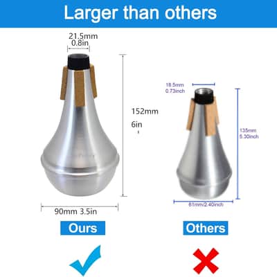 Trumpet Mute, Lightweight Aluminum Straight Mute for Jazz, 3.5"x6" Trumpet Muffler Silencer, Excellent For Stage Performance & Practice image 2