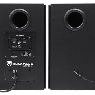 (2) Rockville HD5B 5" 150w RMS Powered Bluetooth Bookshelf Home Theater Speakers image 4