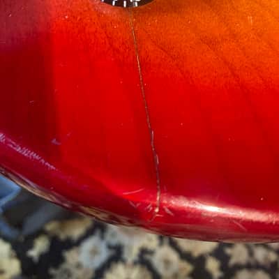 Cort CR-100 MIK Lefty Singlecut 1990s? - Cherry 🍒 Sunburst image 9