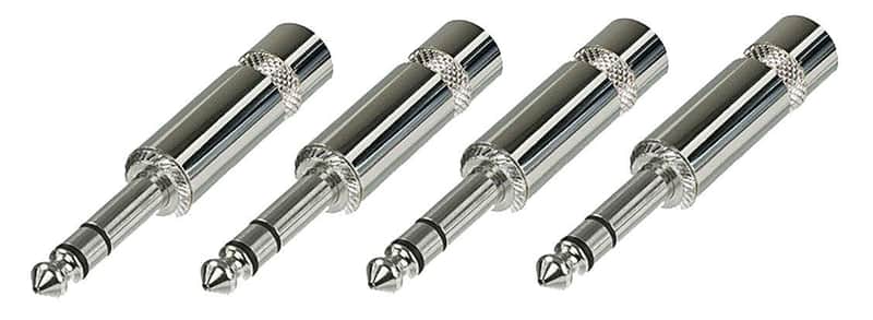 (4 PACK) REAN / NEUTRIK NYS228 1/4" Nickel TRS Stereo Cable Plug w/ Brass Barrel image 1
