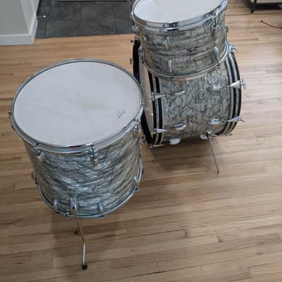 Slingerland "New Rock" Outfit Drum Set 1970s - Light Blue Pearl image 6