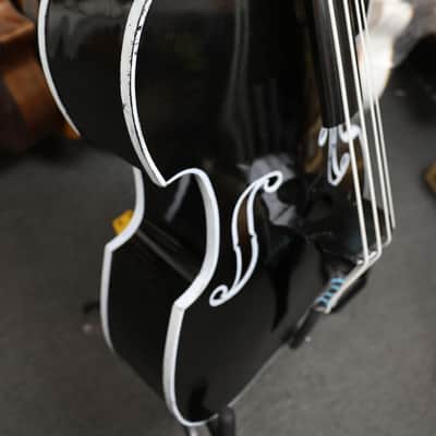 Handcrafted Glossy Black Tololoche (Double Bass) with White Outline image 6