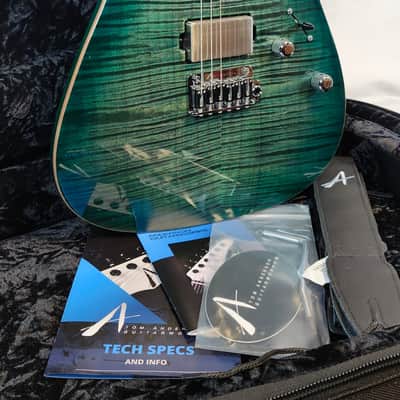 Tom Anderson Angel, Flame Maple Top, Ziricote FB, HC1/HC2+, Cajun Key Lime to Teal Burst, w/Bag image 4