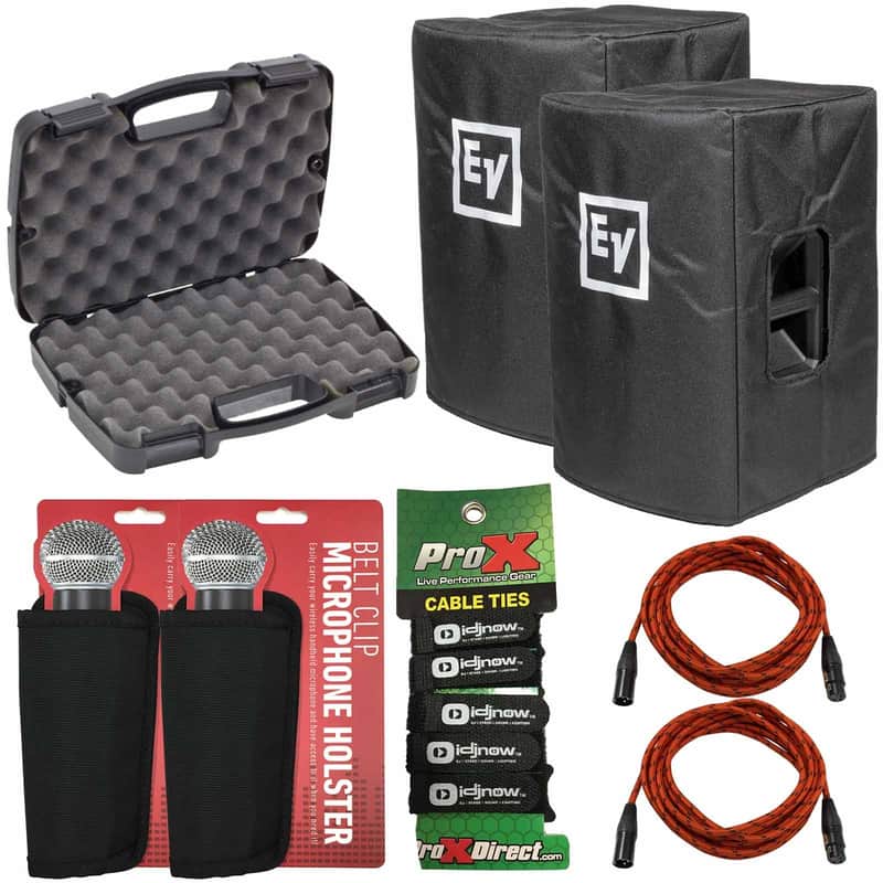 Electro Voice ETX-12P-CVR Speaker Covers (Pair) + Case + XLR Cables image 1