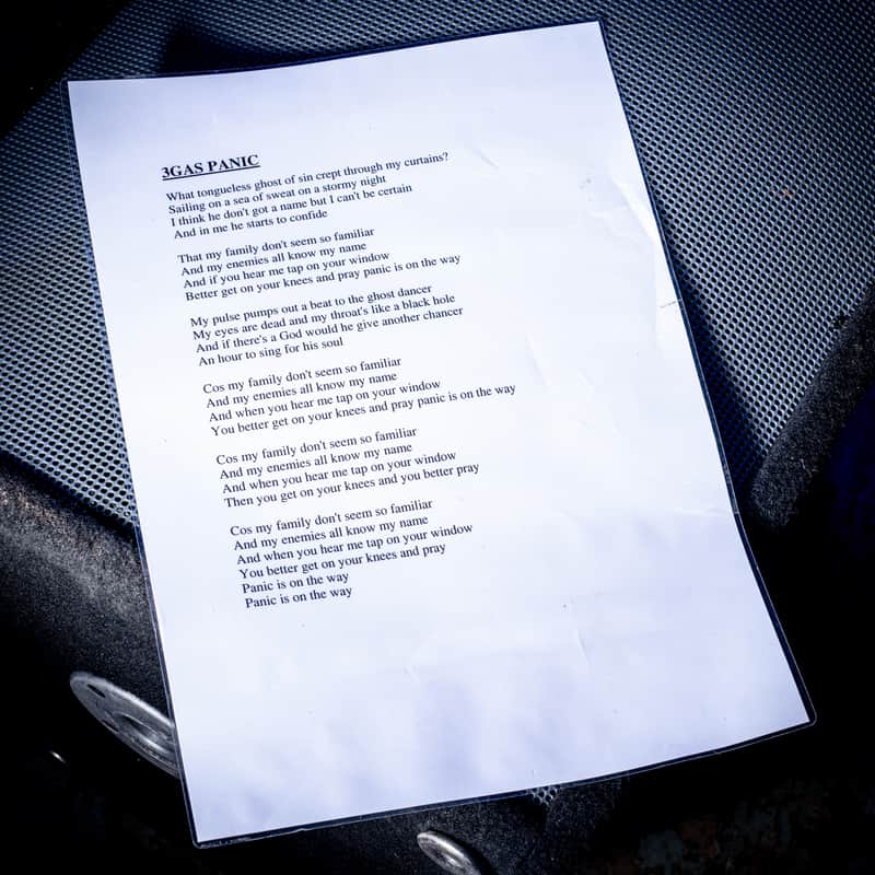 Oasis Gas Panic A3 Laminated Stage Lyrics 2000s image 1