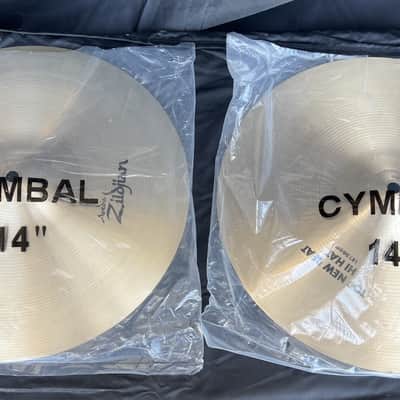 1990's A Zildjian Mixed Set 14" New Beat Hi-Hats - Natural Finish (ID-Lot-18) image 1