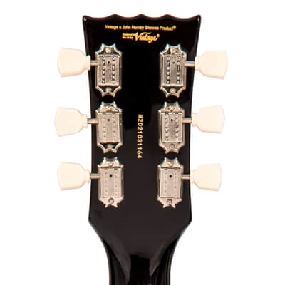 Vintage Reissued Series V100BLB Electric Guitar, Flamed Thru Black W/ Bigsby image 7