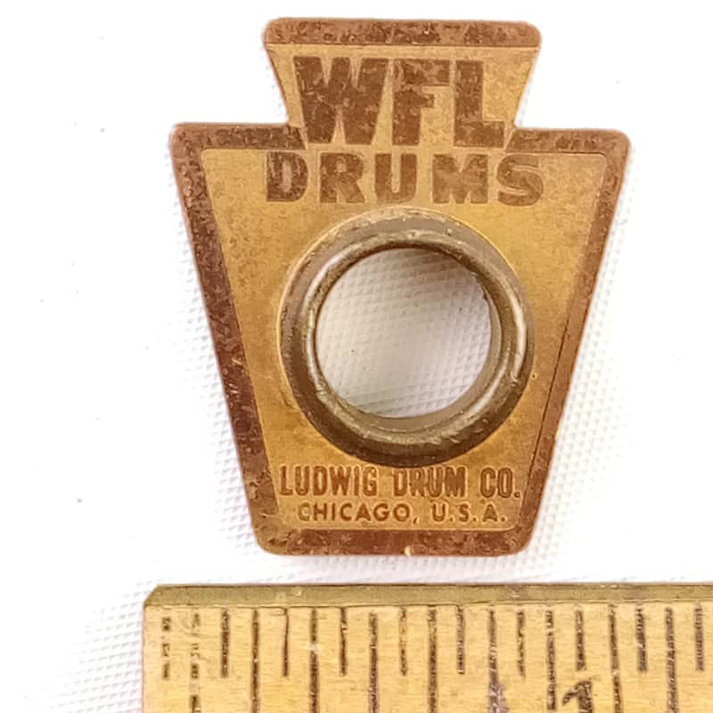 *WFL Drums 50s Brass Keystone Badge 1955-1958 Ludwig Vintage Chicago +OG Grommet image 1