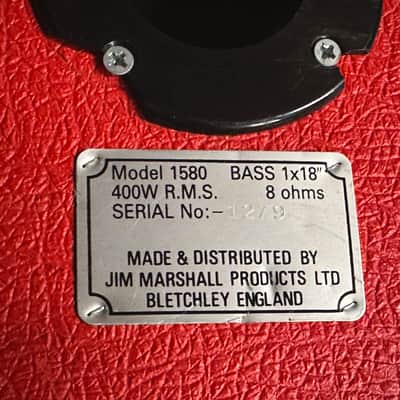 Marshall JCM 800 Bass Series Model 1580 1x18” 1980s - Red Tolex image 3