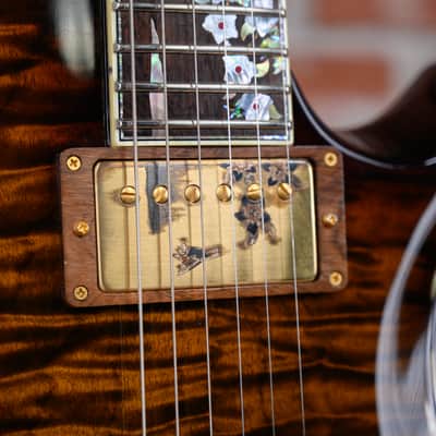 PRS Private Stock #1299 10th Anniversary Single Cut Trem Quilted Maple Top Tiger Eye Burst with Brazilian Rosewood 2007 w/OHSC image 13