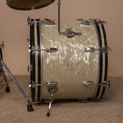 1960s Ludwig Rock Duo White Marine Pearl Drum Set image 10