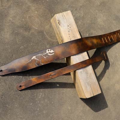 Burny Black Custom Guitar Strap For Acoustic or Electric Guitars - tyrannosaurus made to order - oil made to order - oil image 3