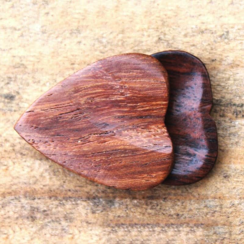 Rosewood Heart Shaped Guitar Pick - Handmade Natural Specialty Exotic Luxury Plectrum - 3 Pack New image 1