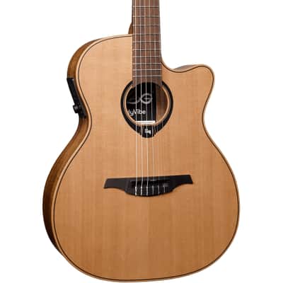 Lag HyVibe H2 HV10NACE Nylon Auditorium Cutaway Acoustic-Electric Looping Guitar - Natural Satin w/ Bag image 2