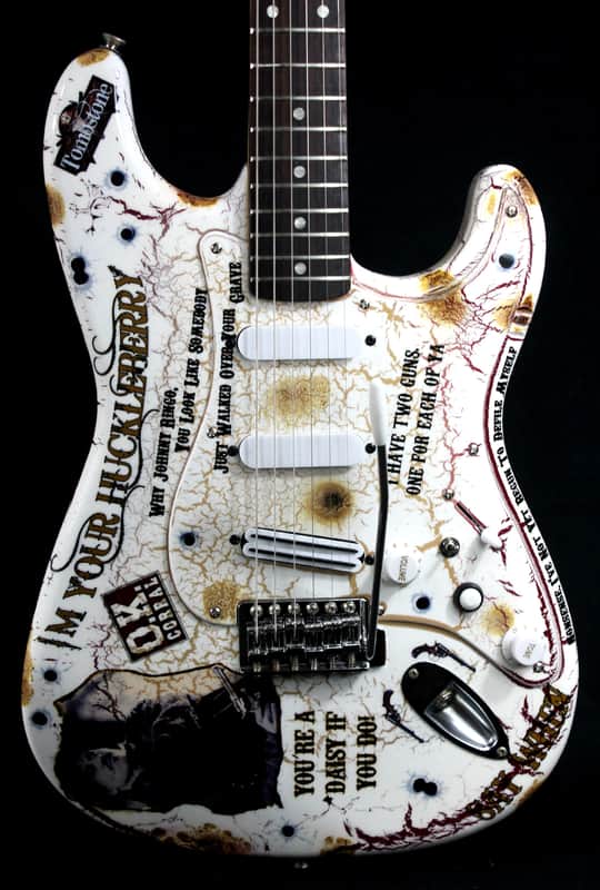 Custom Crackle Painted and Upgraded Fender Squier Strat With Graphics and Matching Headstock image 1