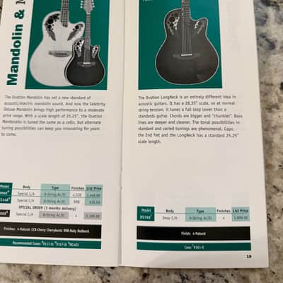 Ovation Price list catalog 1999 collector series Adamas II SMT custom elite celebrity image 8