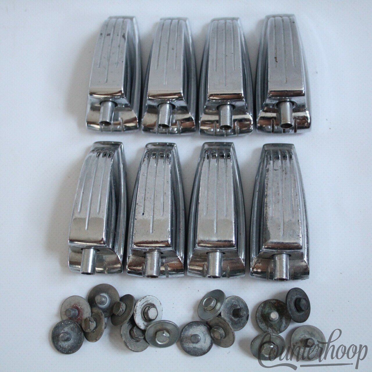 Ludwig 8x Bass/Floor Tom Drum Lugs Large Classic Chrome Vintage 70s P2243B USA — main photograph