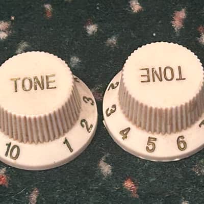 *Vintage* 1989 Fender Squier Stratocaster - Set of Two 4-Spoke "Tone" Guitar Knobs image 1