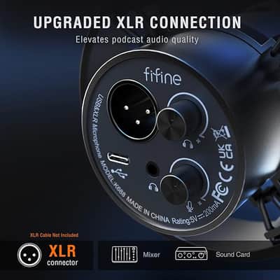 Dynamic Microphone, XLR/USB Podcast Recording PC Microphone for Vocal Voice-Over Streaming, Studio Metal Mic with Mute, Headphone Jack, Monitoring Volume Control. image 3