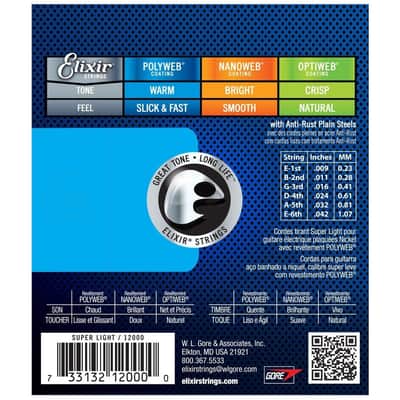 Elixir Electric Guitar Strings Set POLYWEB Coating Light .009-.042 E12000 Bild 3