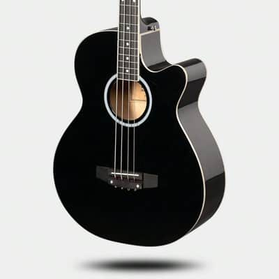 Stagg SA40BASS ACE-BK Jumbo 4-String Electro-Acoustic Bass Guitar With Cutaway Spruce Top Mahogany Body image 2