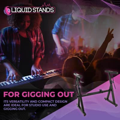 Liquid Stands Z Style Adjustable Piano Keyboard Stand - Fits 54-88 Key Electric Pianos (Black) image 7