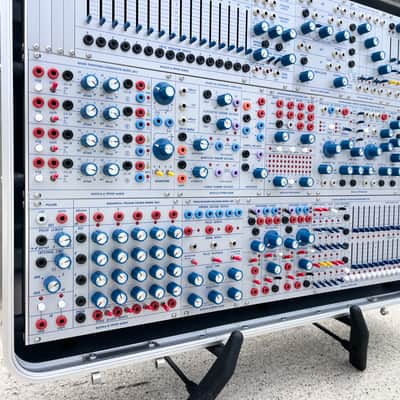 Buchla Tiptop 200t series with BPNYC ZERO Halliburton Eurorack Modular Travel Case SILVER 122hp 9U w/MARF image 10