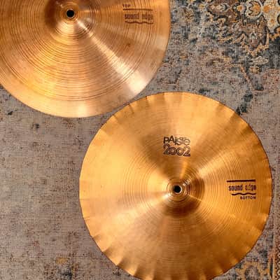 VINTAGE PAISTE 2002 SOUND EDGE Hihats 14” 910 1020 g REAL DEAL 1978 Black Label! CLEAN Don’t Pay $550 image 4