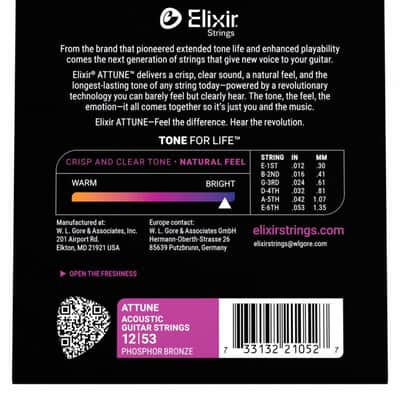 Elixir 21052 Attune Phosphor Bronze Acoustic Guitar String Light 012-053 image 4