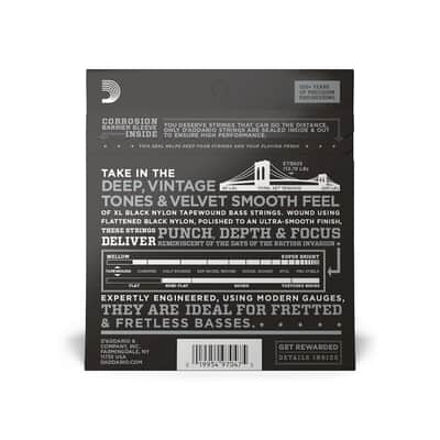 D'Addario Bass Strings Medium Gauge ETB92S Nylon Tapewound, Short  Scale 50-105 image 3