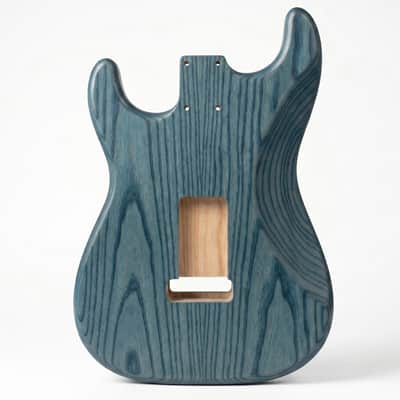 Stratocaster Guitar Body, Blue Stained Ash Body, Right & Left Handed, HHH HSS SSS Pickup Routing, Custom Strat Replacement Body image 2