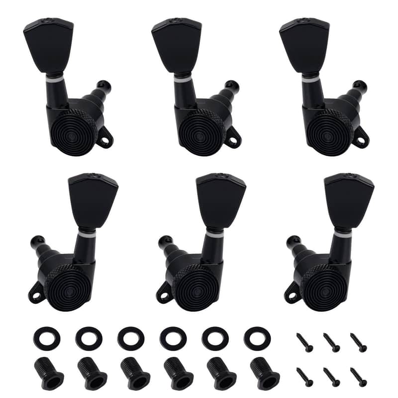 3L3R Guitar Locking Tuning Pegs 16:1 Ratio Sealed Guitar String Tuning Keys Machines 45 Degree Fixing Tag for Les Paul LP SG Electric Acoustic Guitar 6Pcs JT/ZSJXQ-03 Black Tulip Button image 1