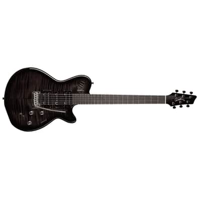 Godin 025503 xtSA Trans Black Flame 6 string Electric Guitar - Legato Guitar Strap - Boss Katana 50 Guitar - 1/4 Cable image 2